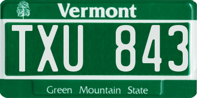 VT license plate TXU843