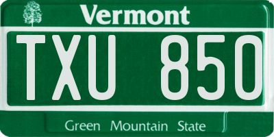 VT license plate TXU850