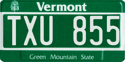 VT license plate TXU855