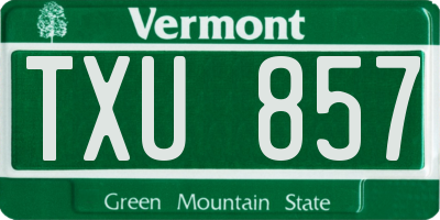 VT license plate TXU857