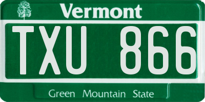VT license plate TXU866