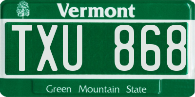 VT license plate TXU868