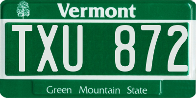 VT license plate TXU872