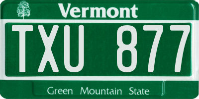 VT license plate TXU877