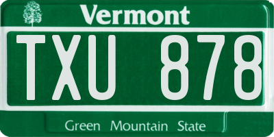 VT license plate TXU878