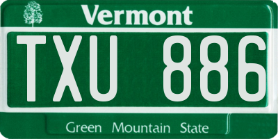VT license plate TXU886