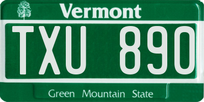 VT license plate TXU890