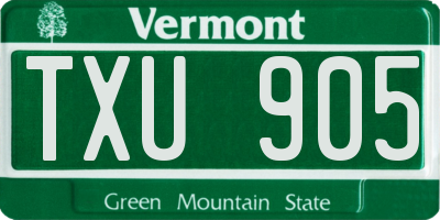 VT license plate TXU905