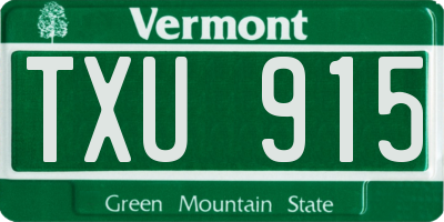VT license plate TXU915