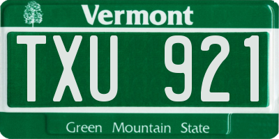 VT license plate TXU921