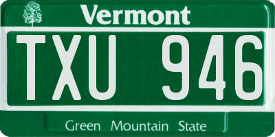 VT license plate TXU946