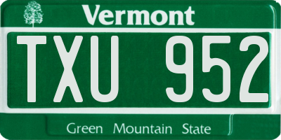 VT license plate TXU952