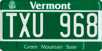 VT license plate TXU968