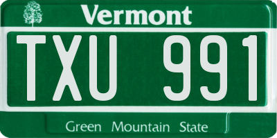 VT license plate TXU991