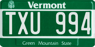 VT license plate TXU994