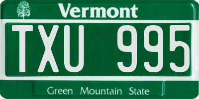 VT license plate TXU995