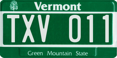VT license plate TXV011