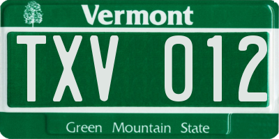 VT license plate TXV012