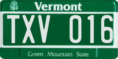 VT license plate TXV016