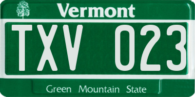 VT license plate TXV023
