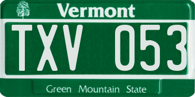 VT license plate TXV053