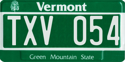 VT license plate TXV054