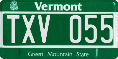 VT license plate TXV055