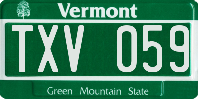 VT license plate TXV059