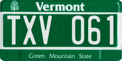 VT license plate TXV061