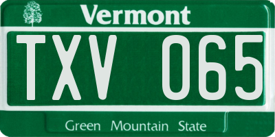 VT license plate TXV065