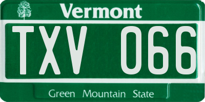 VT license plate TXV066