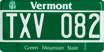 VT license plate TXV082