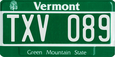 VT license plate TXV089