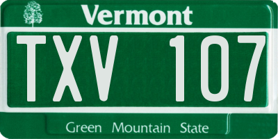 VT license plate TXV107