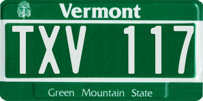 VT license plate TXV117
