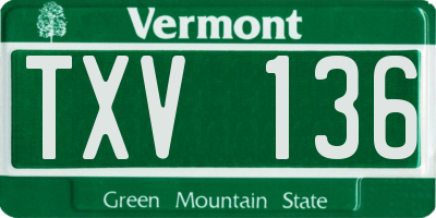VT license plate TXV136