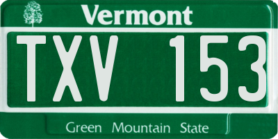 VT license plate TXV153