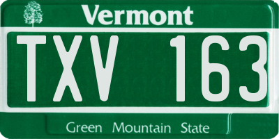 VT license plate TXV163