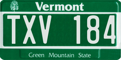 VT license plate TXV184