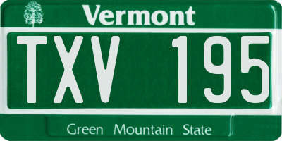 VT license plate TXV195