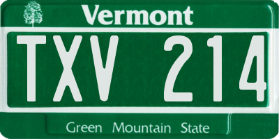 VT license plate TXV214