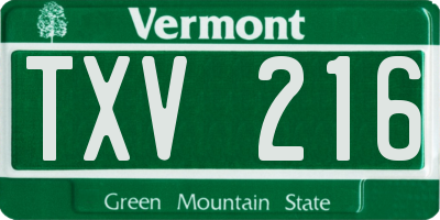 VT license plate TXV216