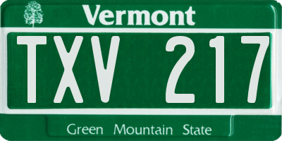 VT license plate TXV217