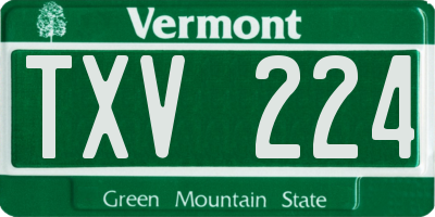 VT license plate TXV224