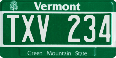 VT license plate TXV234