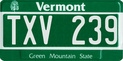 VT license plate TXV239