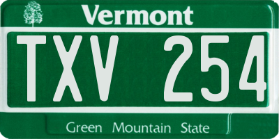 VT license plate TXV254