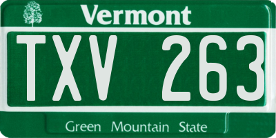 VT license plate TXV263