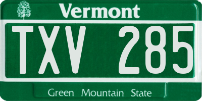 VT license plate TXV285