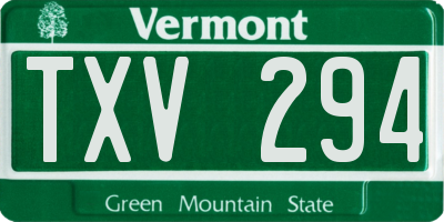 VT license plate TXV294